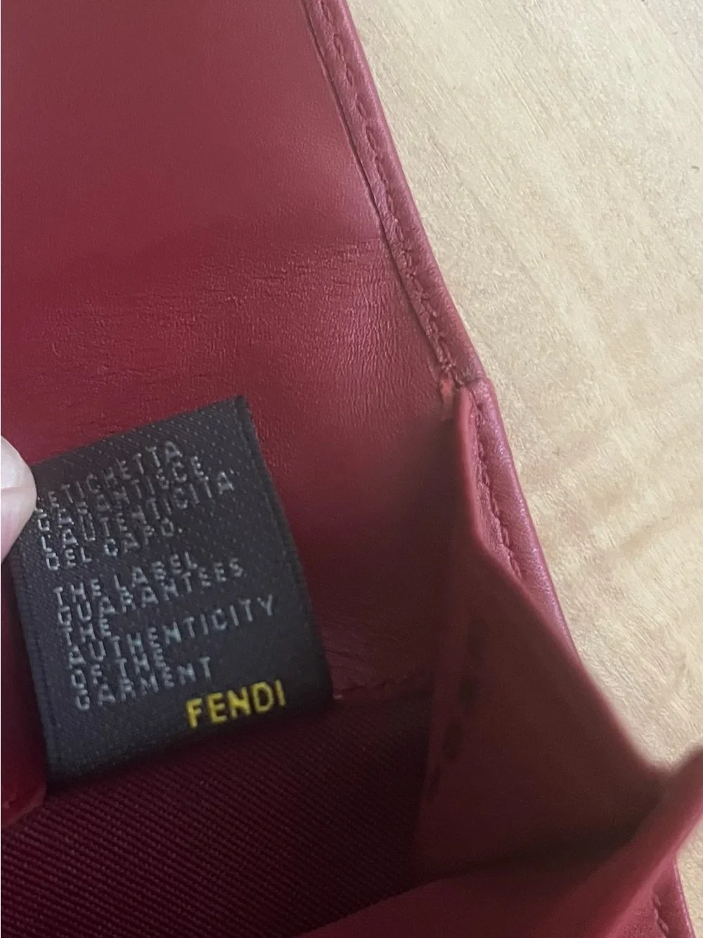Fendi FF Logo Red Leather compact Wallet with Gold Logo Buckle